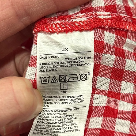 Red Gingham Midi Dress with Smocked Bodice - Picture 6 of 11